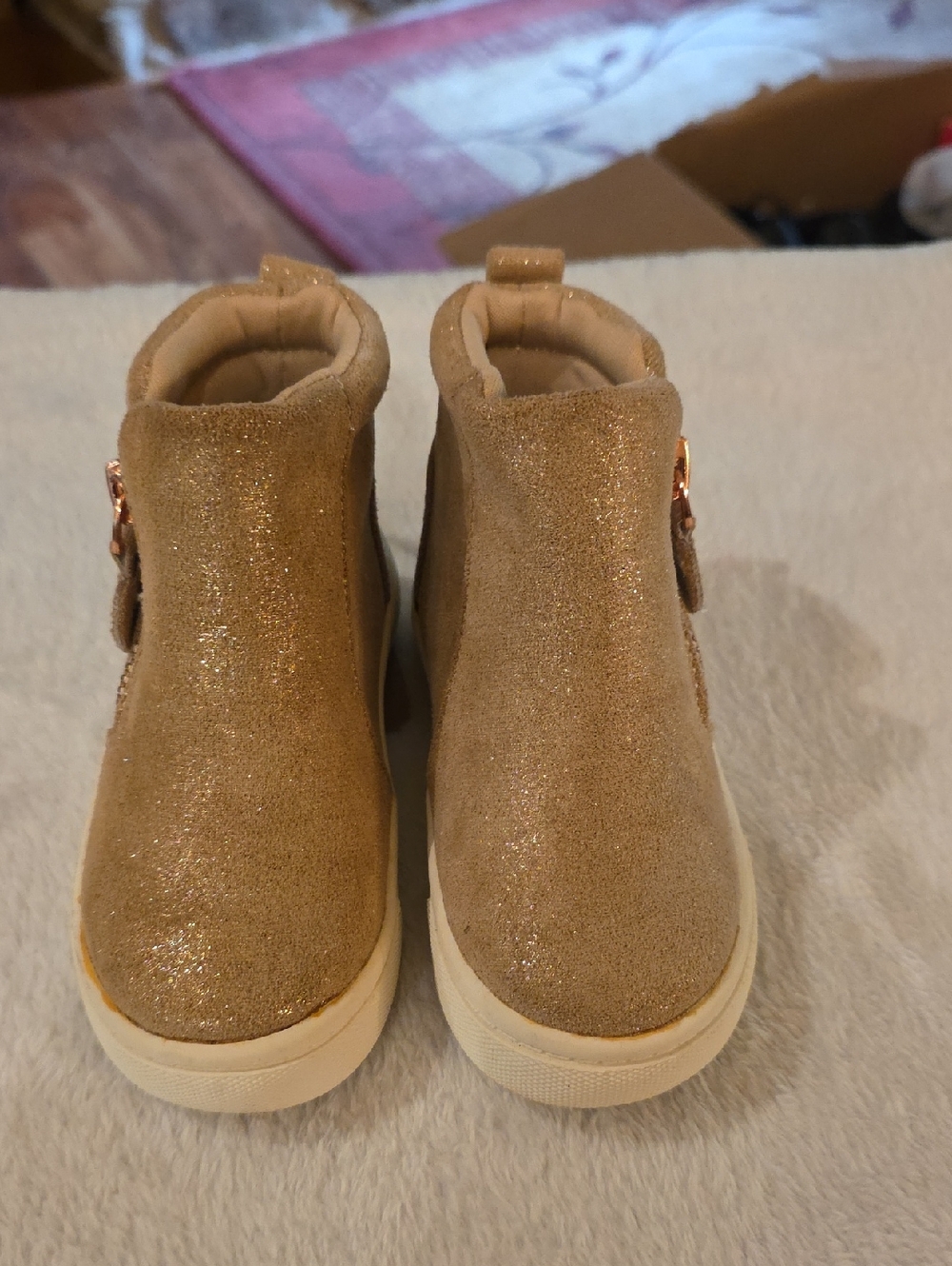 cupcakes & cashmere Glitter Tan Kids Ankle Boots